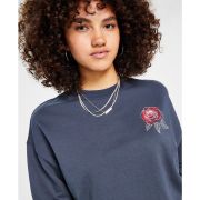 Rebellious One Juniors’ Rose Graphic Sweatshirt Grey M B4HP