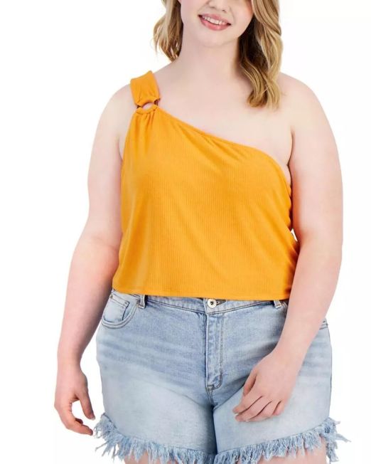 Love, Fire Women's Trendy Plus Size One-Shoulder Ring Tank 4X B4HP