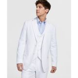Tommy Hilfiger Men's Modern-Fit Flex Stretch Linen Suit Jacket White B4HP $360