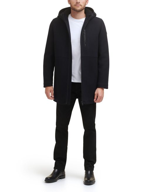 Kenneth Cole Men's Wool Melton Polyurethane Piping Detail Coat $325 B4HP NO TAGS