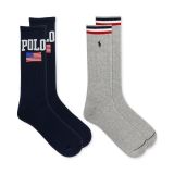 Polo Ralph Lauren Men's Athletic Americana Crew Sock, 2-Pack Size 10-13 B4HP