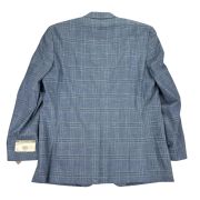 Michael Kors Men’s Classic-Fit Plaid Sport Coat Blue 46L B4HP $295