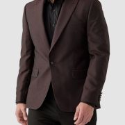 Karl Lagerfeld Paris Men Breasted Herringbone Modern Jacket Blazer Red B4HP $295