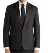 Karl Lagerfeld Printed Peak Lapel Formal-Fit Dinner Jacket Black B4HP $295