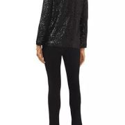 MSK Women’s Sequined Notched Collar Open-Front Jacket Black S B4HP $109
