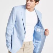 Calvin Klein Men’s Solid Slim-Fit Soft Sport Coat Light Blue 40L B4HP $295