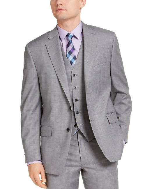 Michael Kors Men's Modern-Fit Airsoft Suit Jacket Gray Sharkskin 50L B4HP