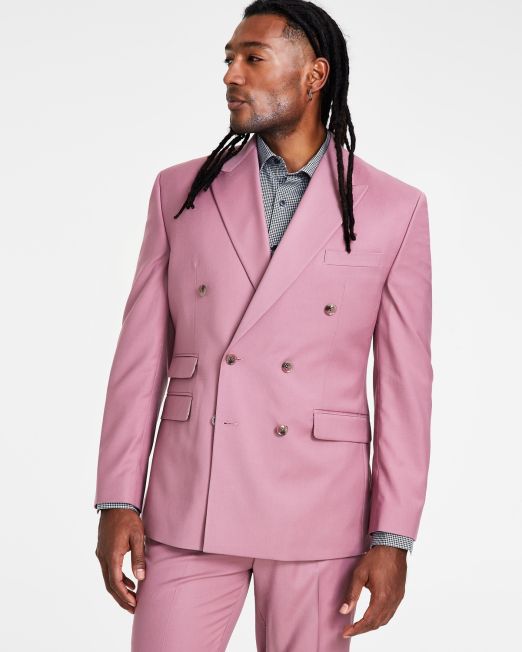 Tayion Men's Classic-Fit Solid Double-Breasted Suit Jacket Purple 38S B4HP $360