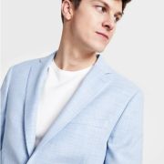 Calvin Klein Men’s Solid Slim-Fit Soft Sport Coat Light Blue 40L B4HP $295