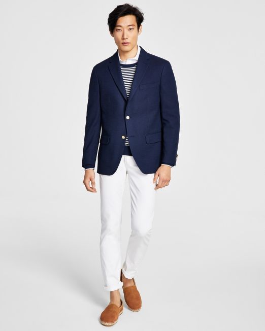 Tommy Hilfiger Men's Modern-Fit Navy Weave Sport Coat 40R B4HP $295