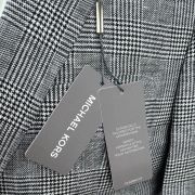 Michael Kors Men’s Classic-Fit Linen Plaid Sport Coat Black/White 38S B4HP $295