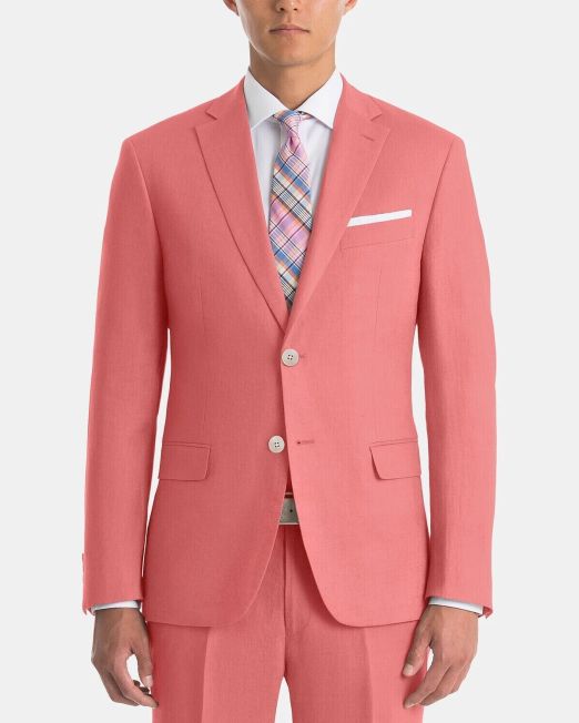 Lauren Ralph Lauren Blazer Red Linen UltraFlex Classic Fit Long $295 B4HP