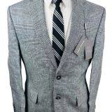 Michael Kors Men's Classic-Fit Linen Plaid Sport Coat Black/White 38S B4HP $295