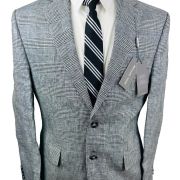 Michael Kors Men’s Classic-Fit Linen Plaid Sport Coat Black/White 38S B4HP $295