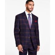 Tayion Collection Men Classic-Fit Navy Plaid Suit Separates Jacket 40L B4HP $425