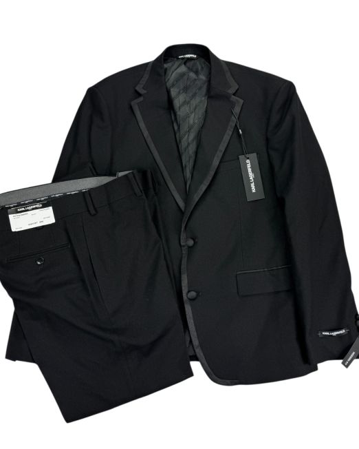 Karl Lagerfeld Men's Acton 2-Piece Tuxedo Modern Fit Suit Black B4HP $495
