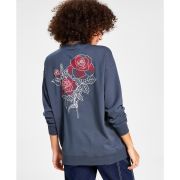 Rebellious One Juniors’ Rose Graphic Sweatshirt Grey M B4HP