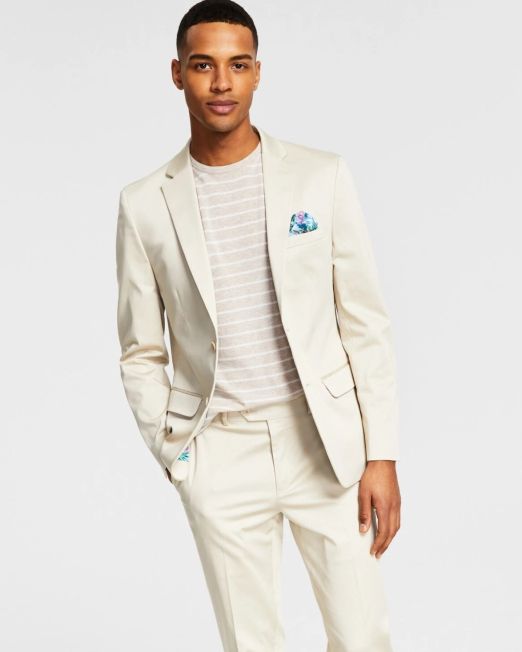 Bar III Men's Slim-Fit Cotton Stretch Solid Suit Jacket Tan B4HP $360