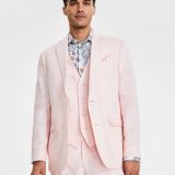 Bar III Men's Slim-Fit Linen Suit Jackets Pink 38L B4HP $360
