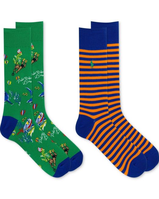 Polo Ralph Lauren Men's Bearwaiian 2-Pk. Crew Socks Green Size 10-13 B4HP