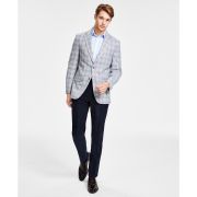 Tommy Hilfiger Men’s Modern-Fit Blue Plaid Sport Coat Gray 38R B4HP $295