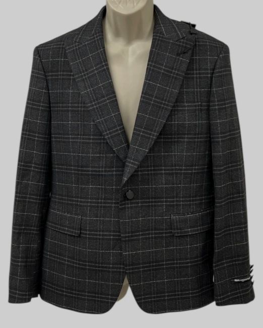 Karl Lagerfeld Paris Men's Black Plaid Modern-Fit Sport Jacket Blazer B4HP $295