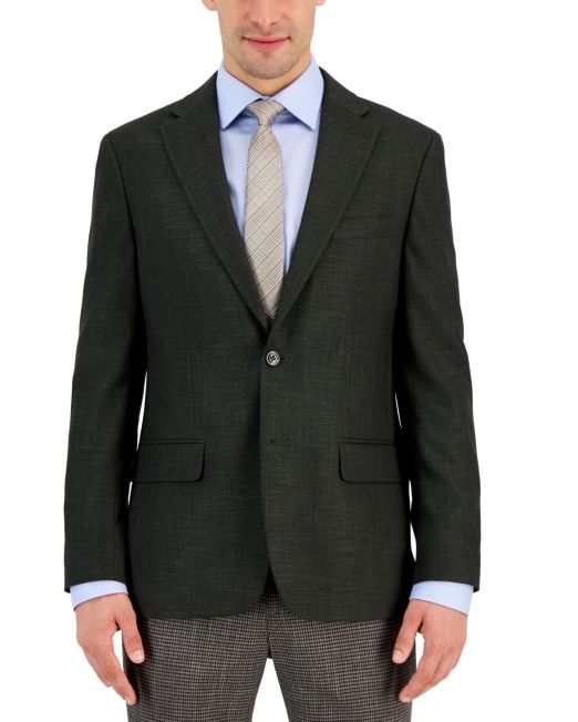 Tommy Hilfiger Men's Modern-Fit Solid Weave Sport Coat Olive 40L B4HP $295