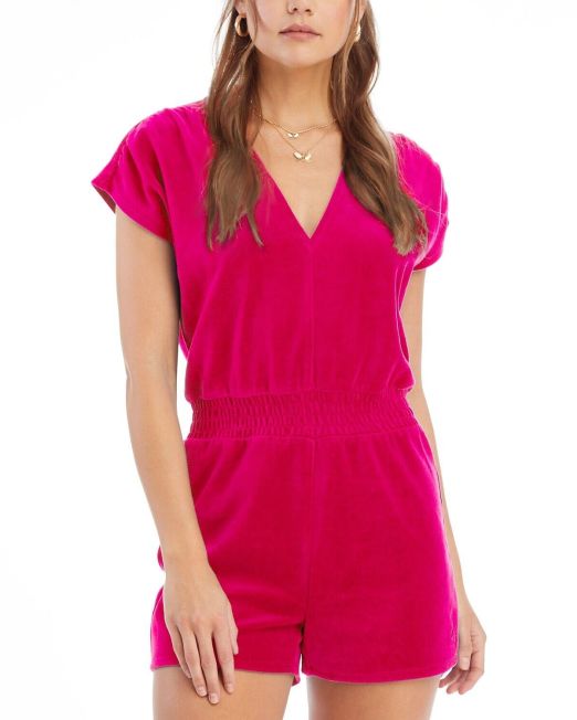 Juicy Couture Velour V-Neck Romper Pink M B4HP