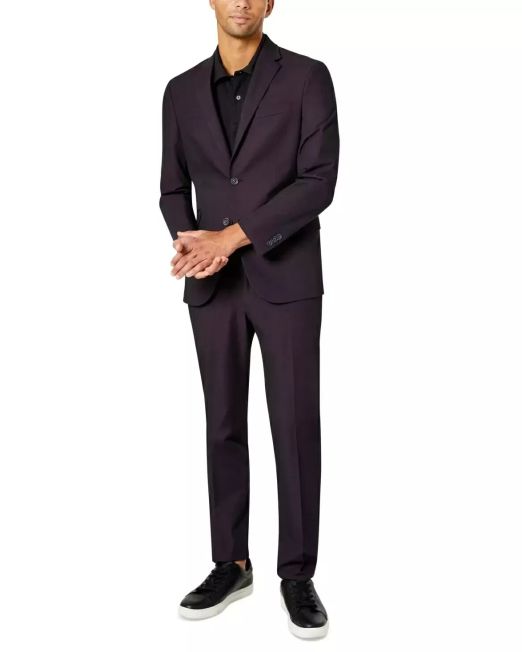 Kenneth Cole Reaction Mens Slim-Fit Ready Flex Stretch Suit Purple 37R 30W $395