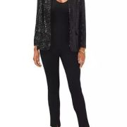 MSK Women’s Sequined Notched Collar Open-Front Jacket Black S B4HP $109