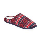 Club Room Men's Fair Isle Fleece-Lined Slippers Red Navy M B4HP