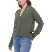 Calvin Klein Women’s Cutout V-Neck Cardigan Thyme L B4HP