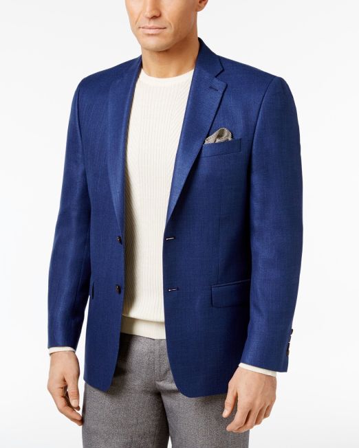 Lauren Ralph Lauren Men Classic-Fit Neat UltraFlex Sport Coat Blue 36S B4HP $295