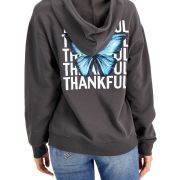 Rebellious One Juniors’ Long-Sleeve Graphic Hooded Sweatshirt Charcoal XS B4HP