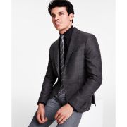 Calvin Klein Men’s Slim-Fit Wool Woven Herringbone Sport Coat Charcoal B4HP $375