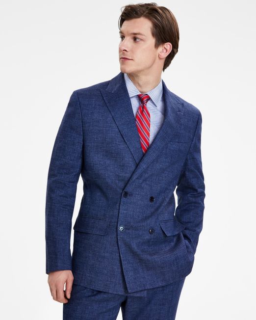 Tommy Hilfiger Men's Modern-Fit Double-Breasted Suit Jacket Blue 48L B4HP $360