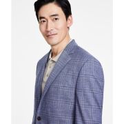 Michael Kors Men’s Classic-Fit Plaid Sport Coat Blue 46L B4HP $295
