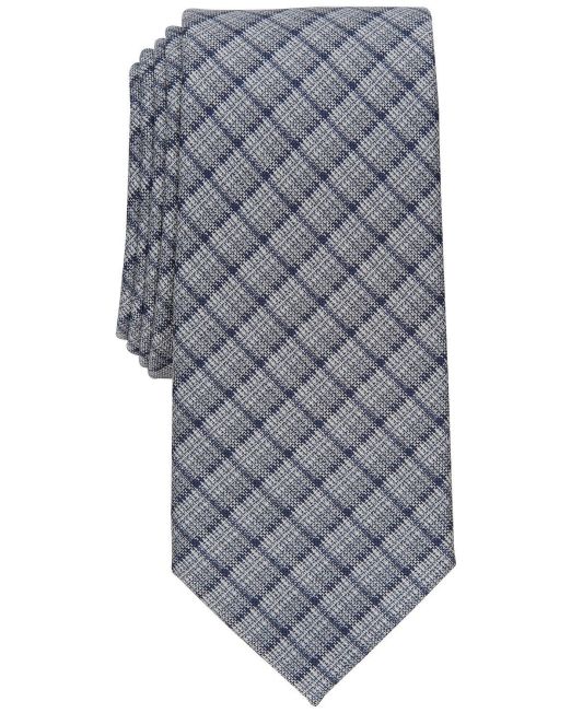 Alfani Men's Gino Plaid Slim Tie Grey OS B4HP
