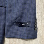 Tommy Hilfiger Men’s Modern-Fit Blue Check Plaid Wool Blazer Sport Coat 44R B4HP
