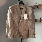 Bar III Men’s Slim-Fit Linen Suit Jackets Tan Pinstripe 36R B4HP $360