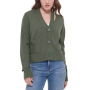 Calvin Klein Women’s Cutout V-Neck Cardigan Thyme L B4HP