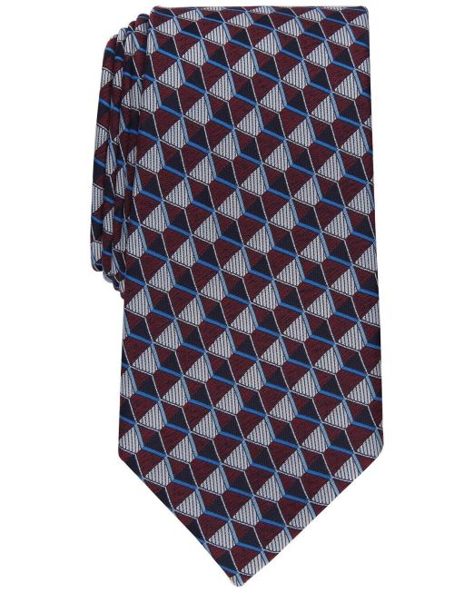 Perry Ellis Men's Dunstan Geometric-Print Tie Red OS B4HP