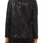 MSK Women’s Sequined Notched Collar Open-Front Jacket Black S B4HP $109