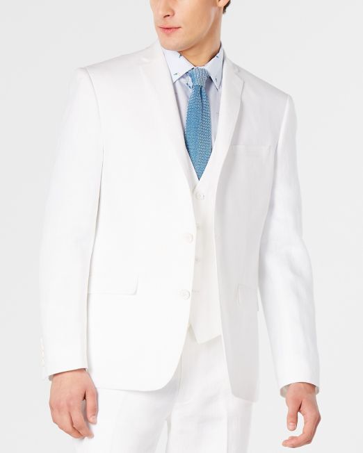 Bar III Men's Slim-Fit 100% Linen Suit Jacket White B4HP $360