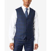 Tallia Mens Wool Blend Plaid Paisley Suit Vest Blue XL B4HP $125