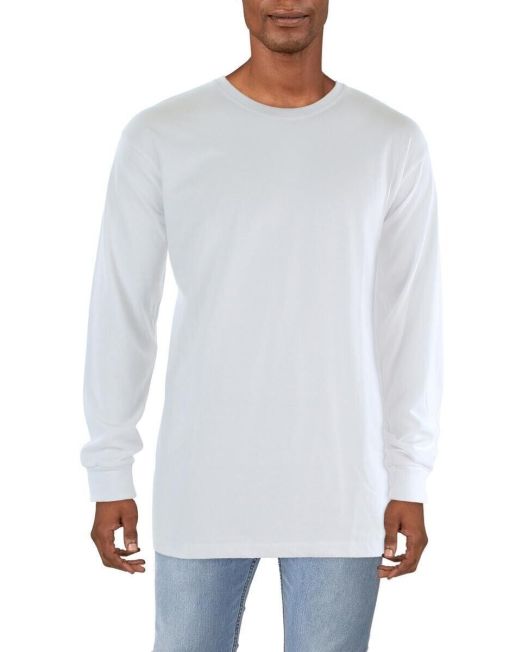 Galaxy by Harvic Men's White Solid Knit T-Shirt Medium B4HP
