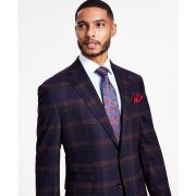 Tayion Collection Men Classic-Fit Navy Plaid Suit Separates Jacket 40L B4HP $425