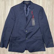 Tommy Hilfiger Men’s Modern-Fit Blue Check Plaid Wool Blazer Sport Coat 44R B4HP