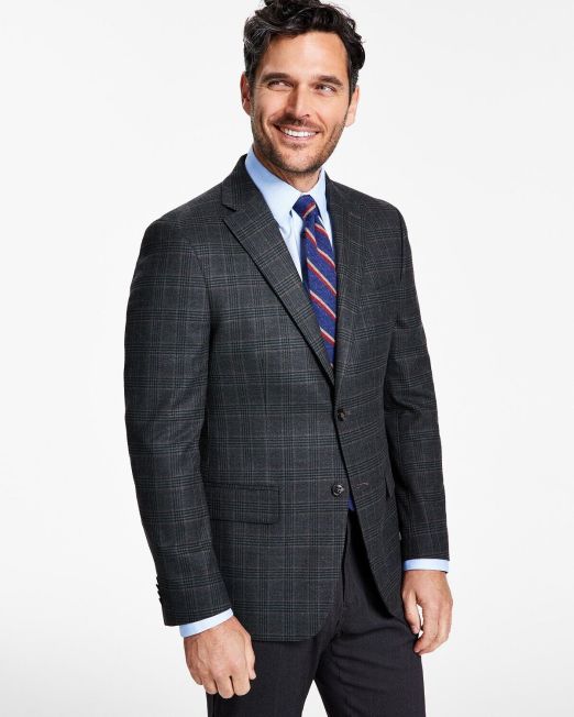 Tommy Hilfiger Men's Modern-Fit Plaid Sport Coat Oliver Brown B4HP