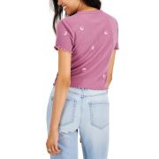 Rebellious One Juniors’ Embroidered T-Shirt Butterfly Ying Yang B4HP